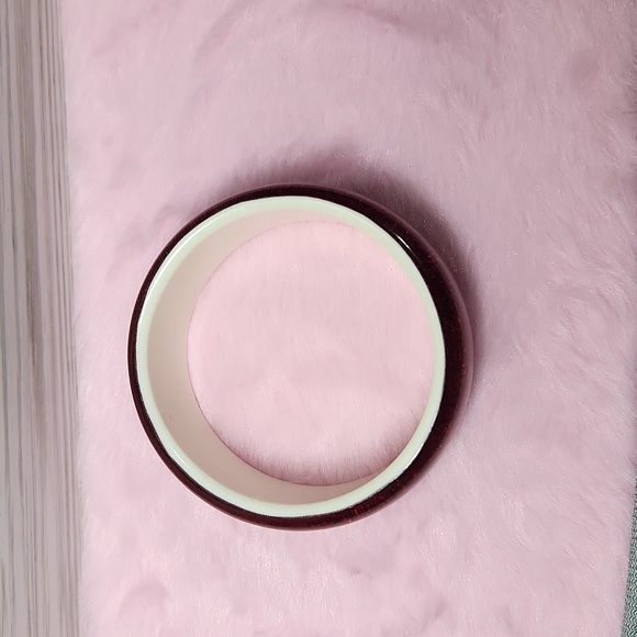 Vintage Deep Red Glitter Acrylic Sparkle Wide Thick Bangle - Picture 2 of 4